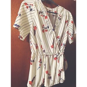 Striped and floral print top